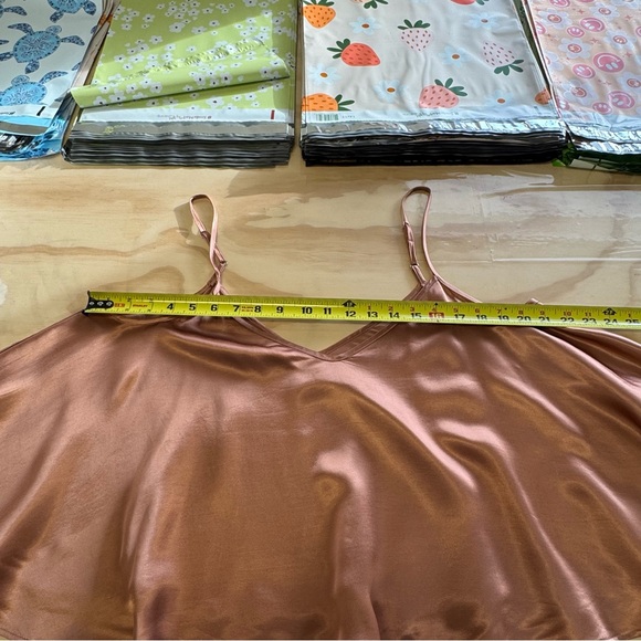 Enza Costa Satin Strappy Satin Swing Style Camisole Bronze Large - Picture 9 of 11